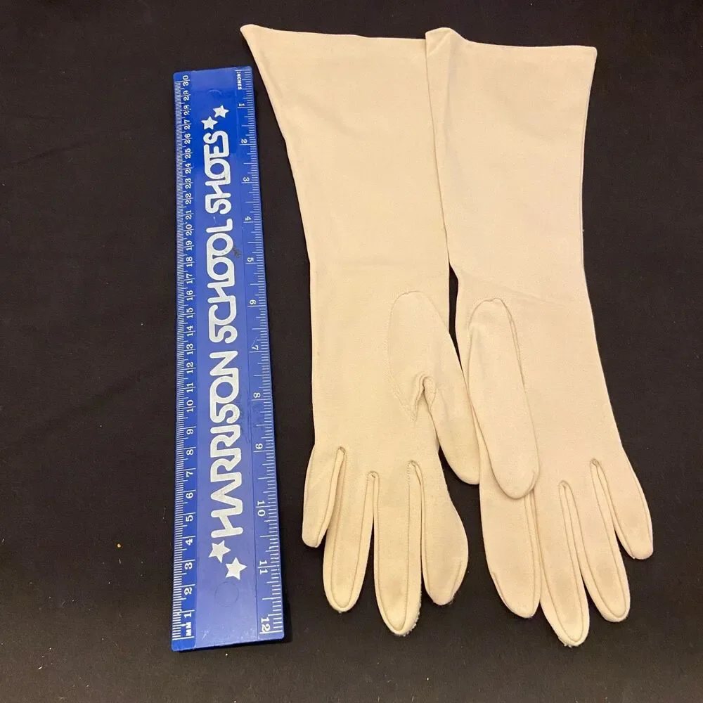 #6241 Vintage Womens Dress Long Opera Creme color Gloves Size S-M